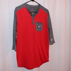 Georgia Bulldawg UGA Nike 3/4 sleeve Henley shirt
